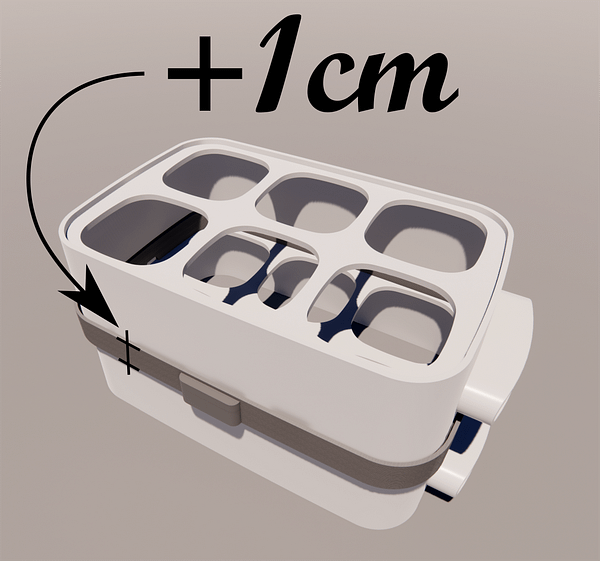 Adaptateur plus haut pour coupler 2 étages de la yaourtière 6Pots