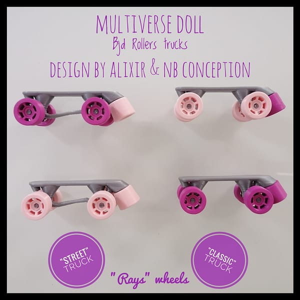 Roller trucks Spéciale size & 3 colors sur mesure. Accessoire doll & Toys